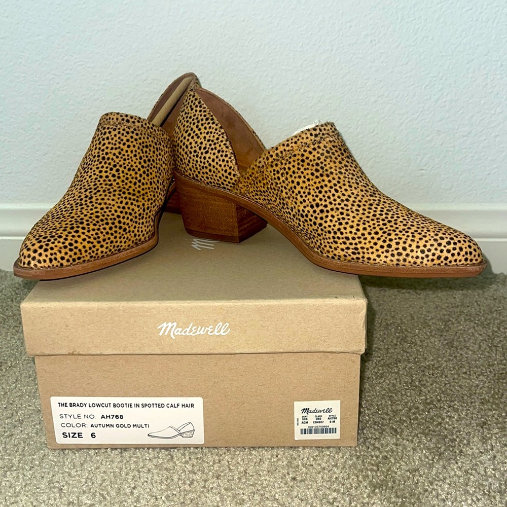 Madewell The Brady Low cut booties, size 6 new with box
